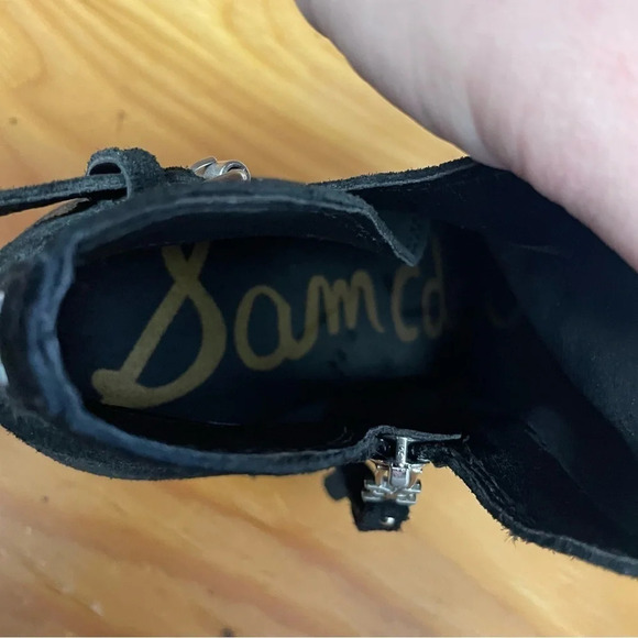 Sam Edelman Miriam Burnished Black Suede Zip Ankle Booties Size 8 - Picture 8 of 9